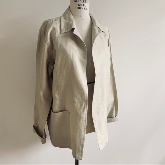 ❌SOLD❌ Linen Minimalist Chore Coat Blazer - Picture 2 of 7